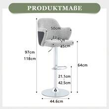 Modern Bar Stool Set (Set Of 2) / High-Quality Linen Bar Stools, -Plated Steel Frame / Easy To Install / High Load Capacity / Suitable For Home Bars And Restaurants - 淺灰色+黑色 - 查看 4