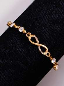 1pc Fashion Infinity Symbol Bracelet, Adjustable Hand Jewelry, Versatile Personalized 8-Shaped Light Luxury Bracelet For Kids - Gold - View 2