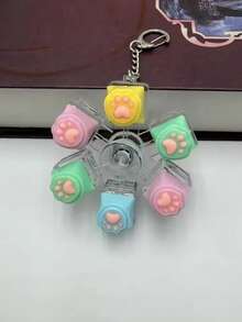 Cat Paw Stress Relief 3/5/6 Key Keyboard Keycap Gift, Adult Anti-Stress Finger Keyboard Game Keychain, Pressure Release - Multicolor - View 5