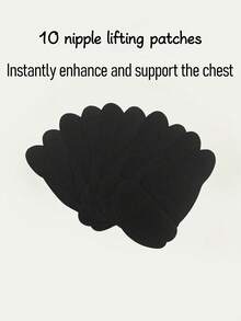 10pcs Disposable Invisible Seamless Leak-Proof Anti-Sag Lifting Breast Pads, Adjustable Size - 黑色 - 查看 9