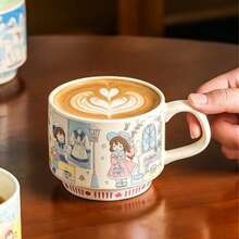 Vintage Anime Four Seasons Stackable Ceramic Mug, Coffee/Milk/Juice/Milk Tea/Cold Drink Porcelain Cup, Suitable For Home, School, Office Daily Use, Holiday Birthday Back To School Season Gift - Multicolor - View 5