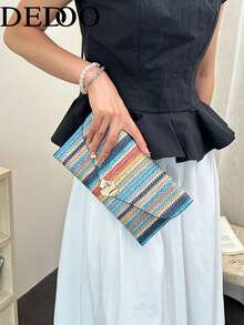 Dedoo 2026 Latest Fashion Colorful Plaid Handbag - Blue - View 8