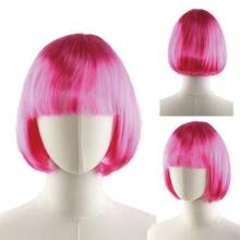 1pc Fashion Short Wig With Bangs, Multi-Color Anime Cosplay Wig, Short Straight Synthetic Bob Wig, Blonde Bob Wig With Bangs, Women's Short Blonde Wig, Suitable For Cosplay, Festivals, Anime Conventions, Celebrations, Fluorescent Multi-Color Cosplay - Multicolor - View 24