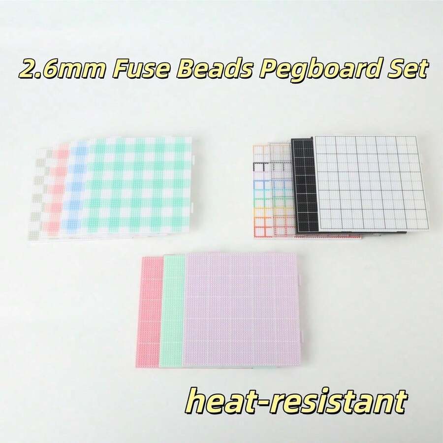 Pana-beads 1pc 2.6mm Mini Fuse Beads Pegboard With Lines Square Fuse Beads Pegboard Crafting Board Essential For DIY Jewelry Making Durable Plastic Pegboards Creative Handmade Projects - Multicolor - View 1