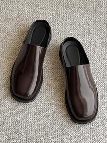 Men's Mules Loafers, Comfortable Casual Outdoor Party Smooth Leather Loafers, Men's Shoes - Brown - View 5