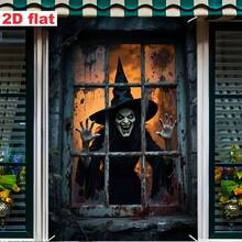 1pc Halloween Background Cloth With Scary Witch Design, High-Definition Printing On Polyester Fabric, Suitable For Halloween Parties And Birthday Props And Supplies - A - View 6
