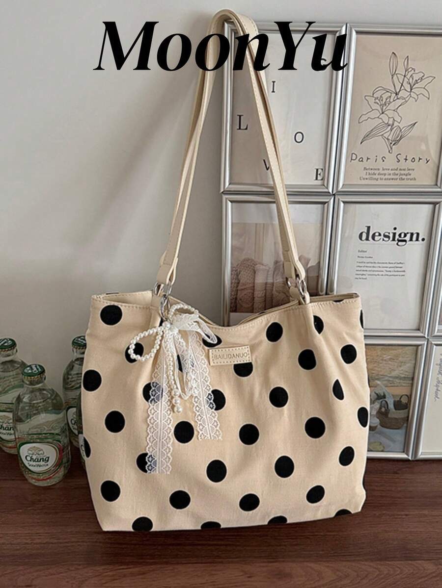 Bolso Tote para Mujer, Tela con Estampado Floral, Gran Capacidad, Bolso de Viaje Diario, Accesorio Esencial de Moda & Versátil - Blanco - Ver 1
