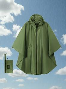 成人便攜式拉鍊連帽雨披，輕量女款口袋雨衣，防水多色，適合男女戶外活動 - 女款雨衣 - 查看 29