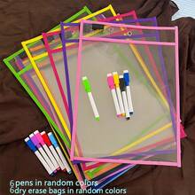Reusable Large File Bag, 35.61cm Long, With Whiteboard Marker, Multiple Colors, Practical And Durable, Suitable For Teacher Teaching And Document Recording - A - View 2