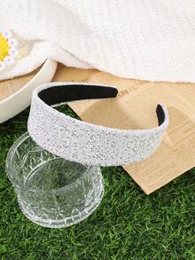 1Pc Elegant Light Luxury Full Diamond Headband, Wide Sparkling Rhinestone Hair Accessory, Suitable For Party/Wedding/Daily Outfit - Multicolor - View 13