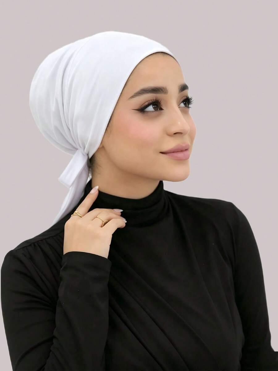 1PC Women's Fashion Solid Color Elastic Tie Headscarf Bandana Scarf Cap Headwrap Suitable For Daily Wear