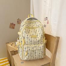 LECEY Women's Middle School High School College Student Large Capacity Backpack - Yellow - View 2