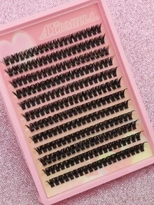 Ayrmilla 240PCS Thick & Natural Lash Clusters, 8-12mm Mixed Length DIY Individual Eyelash Extensions, Soft Wispy Segmented False Lashes, Lightweight Reusable Daily Makeup Cluster Lashes, Comes With Free Tweezers & Brush Gift Tools - C - View 3