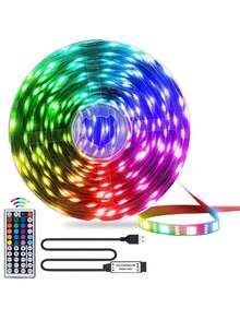 臥室 LED 燈條，3.28英尺 (1 捲) ~ 98.42英尺 (2 捲) RGB LED 燈條，附紅外線 44 鍵遙控器，USB 5V LED 燈條，附背膠，可調色，臥室派對裝飾 - 3535RGB - 查看 1