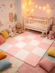 6pcs/Set Alas Lantai Busa Saling Terhubung, Alas Bermain Puzzle Lembut & Tenang, Alas Bermain Bayi, Perlengkapan Bayi Baru Lahir, Dekorasi Kamar - MultiWarna - View 1