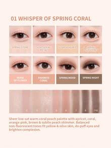 PERIPERA All Take Mood Palette #01 Whisper Of Spring Coral 1 Slim Ruler Palette 5.5g，暖珊瑚色多質地眼影盤，適合暖色調膚色，日常通勤妝容，適合新手 - 01 號 春日珊瑚私語 - 查看 3