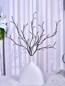 1pc Minimalist Branch-Shaped Artificial Flower With Shiny Rhinestone Decor, Bendable Stem, Creative Floral Arrangement, No Maintenance, Suitable For Holiday Gifts, Bouquets, Holiday Parties, Home Desktop Decoration - Silver - View 2