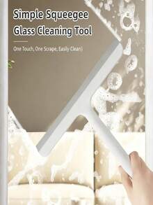 1pc Glass Surface Cleaner, Powerful Scraper With Durable Plastic And Silicone Structure, Ergonomic Handle For Easy Cleaning, With Hook For Hanging Storage And Space Saving, Suitable For Bathroom, Shower, Kitchen, Mirror, Tile, Countertop, Floor Cleaning, For Home, Office, Rental Apartment, School Cleaning Tool - Multicolor - View 4