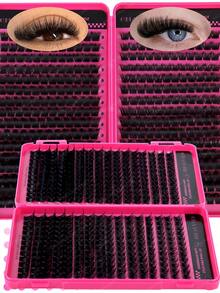 384 Clusters C Curl 120D Thick Fluffy Fish Tail Eyelashes High Capacity Eyelashes Book, Beginner Friendly, Easy Use For Diy Eyes Makeup, Long Lasting Classic Realistic Mix Lash Lashes Extension For Enlarge Eyes,Natural Look Fishtail Cluster Lashes - Hot Pink - View 5