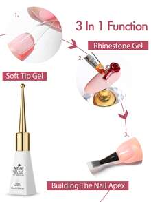 Mtssii 10ml 3 IN 1 Nail Tips Gel Multi-Function UV/LED Soak Off Nail Gel For Soft Nail Tips, Strong Adhesive Rhinestone Gel & Base Gel All-In-One Nail Art Varnish, Long Lasting Easy To Remove Nail Extension Gel For DIY Manicure Salon - 8ml - View 4