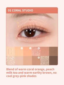 CLIO Pro Air 眼影盤 #01 Coral Studio 1 1盤 7.2g，暖珊瑚色霧面亮片閃粉全能眼影盤，輕盈不易掉粉持久，適合暖色調膚色日常約會妝容 - 01 珊瑚工作室 - 查看 2
