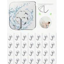 1pc/10pcs/20pcs/30pcs Heavy Duty Self-Adhesive Wall Hooks, Waterproof Bathroom Hooks, Damage-Free Storage Hooks, Multi-Functional Wall Hooks - Multicolor - View 2