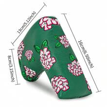 1 buah Sarung Kepala Putter Blade Bordir Bunga Sakura Hijau, Pelindung Putter Golf Pola Bunga dengan Lapisan Lembut, Cocok untuk Putter Blade - MultiWarna - View 10