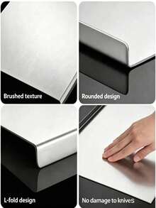 MiLaiWP 1pc Stainless Steel Cutting Board, Heavy Duty Chopping Board For Meat, Fruit, Vegetables, Bread And Baking, Non-Slip Edge Cutting Board, Butcher Block, Cheese And Board, Kitchen Supplies - Silver - View 4