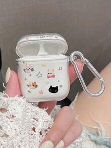 1 pieza Estuche transparente para auriculares con cara sonriente, lindo y minimalista - rosa - Ver 3