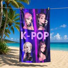 1pc K-Pop Anime Idol Girl Group Graphic Print Beach Towel, Multiple Patterns And Sizes Available, Soft Quick-Dry, Sand-Proof And Sun-Protection, Suitable For Beach, Swimming, Travel, Fitness, Bathroom And More - Multicolor - View 20