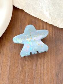 1pc Iridescent Pearl Starfish Shark Hair Claw Clip, Gradient Shell Lightweight Hair Bun Clip, Women's Beach Vacation Hair Accessory - Multicolor - View 9