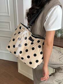 Bolso de mano para mujer, tela con estampado floral, gran capacidad, bolso de uso diario, esencial versátil y de moda - Negro - Ver 5