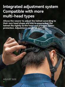 ROCKBROS 1pc Lightweight Cycling Helmet, Breathable & Ventilated, With Deodorizing & Antibacterial Liner, Wear-Resistant Edge Protection, Adjustable Size 58–62cm, Suitable For Road Cycling, Mountain Biking And Daily Commuting - Multicolor - View 7