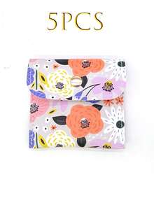 1/5/10/20pcs Fresh Floral Snap Button Jewelry Bags, Made Of Soft And Durable Fabric, Paired With Exquisite Gold Snap Buttons, Compact And Space-Saving. - Multicolor - View 19