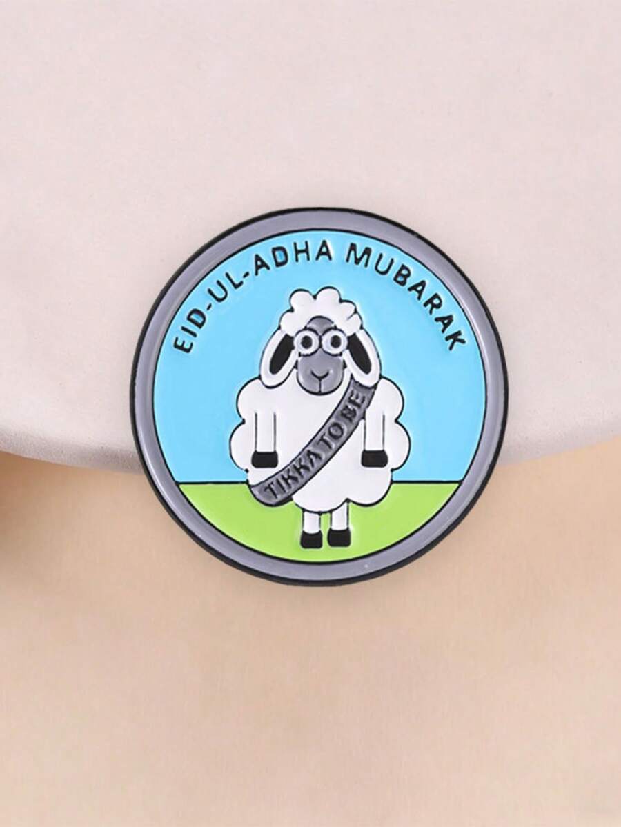 Eid Ul Adha Mubarak Sheep Enamel Pin Tikka To Be Cartoon Lamb Lapel Brooch Islamic Muslim Festival Backpack Decor Gift
