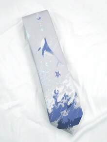Fashionable Unisex Whale Embroidered Tie, Suitable For Campus Style And Preppy Daily Wear - Multicolor - View 6
