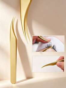 4pcs/1pc Gold Stainless Steel Tweezers Set, Professional Precision Eyelash Tools, Beautician Set, Affordable Makeup Tools, Travel Essential, Gift For Women, Holiday Necessity - Gold - View 6