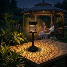 Solar LED Outdoor Light | Mandala Table Lamp, Suitable For Outdoor Patio And Garden, IP65, Metal Material, Floral Theme, Solar Powered - Mandala Table Lamp - View 5