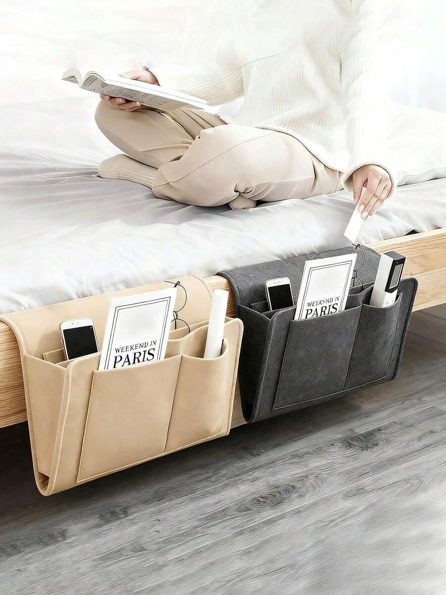 Sofa Storage Bag With 5 Pockets And A Hanging Design, Ideal For Storing Magazines, Laptop Cables, Remote Controls, Water Bottles And More. Versatile Storage Solution Suitable For Dormitory Beds, Sofas, Bedrooms And More.,Back To School - Multicolor - View 1