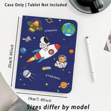 太空人火箭行星熊圖案 1 件翻蓋平板保護殼，附筆槽，相容於 Honor 8/9/10/X8/X8A/X9/X8Pro/X9Pro/X9A/Matepad Pro/Matepad SE 11/Matepad 11/Apple 10th Gen/11 2025 (A16) 與 A9 及其他熱門機型 - 款式1 - 查看 2