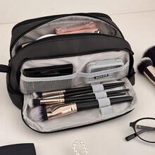 [Cosmetic Bag]Solid Color 3-Layer Fashionable Portable Travel Makeup Organizer Bag With Compartments - Multicolor - View 10
