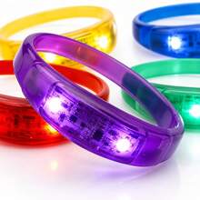 2/5/8pcs Sound-Activated LED Glowing Bracelets, Silicone Light-Up Wristbands, Suitable For Concerts, Parties, Festivals, Carnivals, Night Events, Multi-Color Flashing, Unisex - Music Voice Control Bracelet - View 3