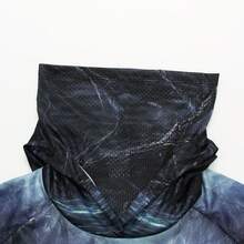 男士深色魚紋連帽釣魚襯衫附面罩，長袖防曬上衣，適合釣魚、登山及戶外活動運動秋季 - 寶藍色 - 查看 4