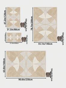 1 pieza Alfombra de sala de estar con diseño geométrico simétrico de líneas, adecuada para cocina, comedor, dormitorio, decoración de habitación festiva, interior/exterior, oficina, vestíbulo, felpudo antideslizante, alfombra de baño, pasillo, área de estudio y juegos - Camel - Ver 5