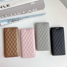 Compatible With Samsung Galaxy S26 Ultra S25 FE S24 Plus S23 + S25 Edge S22 A07 A15 A16 A17 A55 A56 A57 Fashion Luxury Rhombus PU Leather Wallet Case With Card Slots Magnetic Wireless Charging Full Body Shockproof Cover - Black - View 9