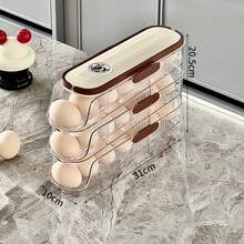 1-Piece Set With Two Rows And Three Layers Of Automatic Rolling And Replenishing Eggs, Egg Storage Box, Kitchen Refrigerator Timer, Dedicated Egg Rack Tray, Anti-Collision Design To Prevent Egg Damage And Waste - Multicolor - View 12