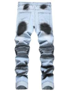 Men's  Ripped Skinny Jeans - Baby Blue - View 2