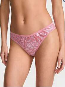 Aesletic 1 pièce Culotte de bikini pour femme en dentelle et coupe basse, sans couture, douce et confortable. Sous-vêtements de sport respirants pour le port quotidien, le sport et le yoga - Rose bonbon - Voir 1