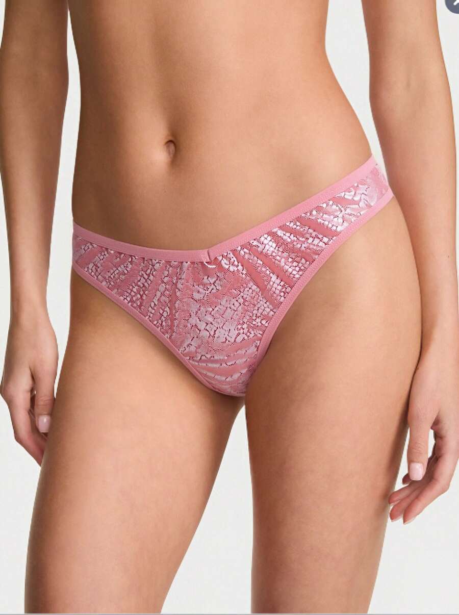 Aesletic 1 pièce Culotte de bikini pour femme en dentelle et coupe basse, sans couture, douce et confortable. Sous-vêtements de sport respirants pour le port quotidien, le sport et le yoga - Rose bonbon - Voir 1