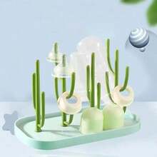 Baby Bottle Drying Rack - Bottle Drying Stand | Tree-Shaped Design Bottle Drying Tray | Upright Bottle Drying Station, Concave Large Base Plate, Gray, Creative Baby Bottle Draining Rack Tree-Shaped Bottle Drying Rack Baby Bottle Storage Dust-Proof Organizer Shelf, - Multicolor - View 15